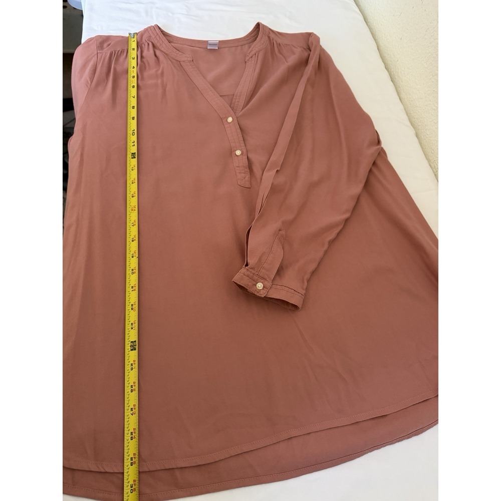 Old Navy Womens XL Dusty Rose Pink Henley Popover Blouse Long Sleeve Top - Picture 10 of 16